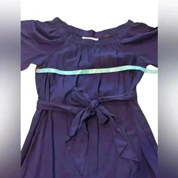 Banana Republic off shoulder short sleeve linen navy mini with belt. Small. NWT - Picture 7 of 8